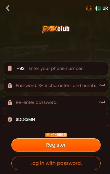 PakClub Game login Image