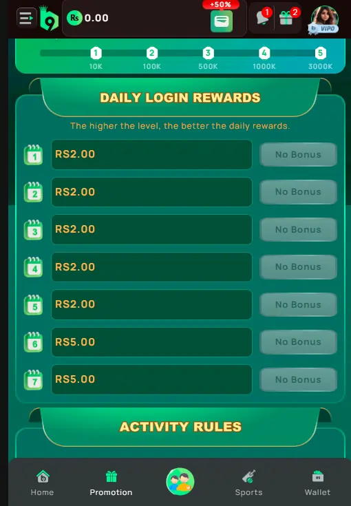 Q98 Game Bonuses and rewards section Image