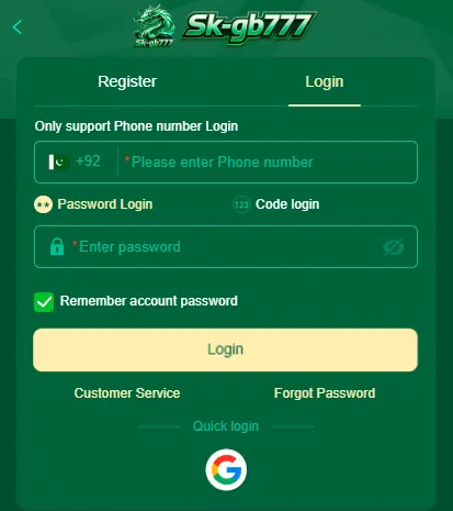 SKGB777 Game Login Image