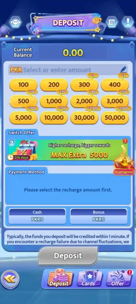 OX Game Deposite Screenshot