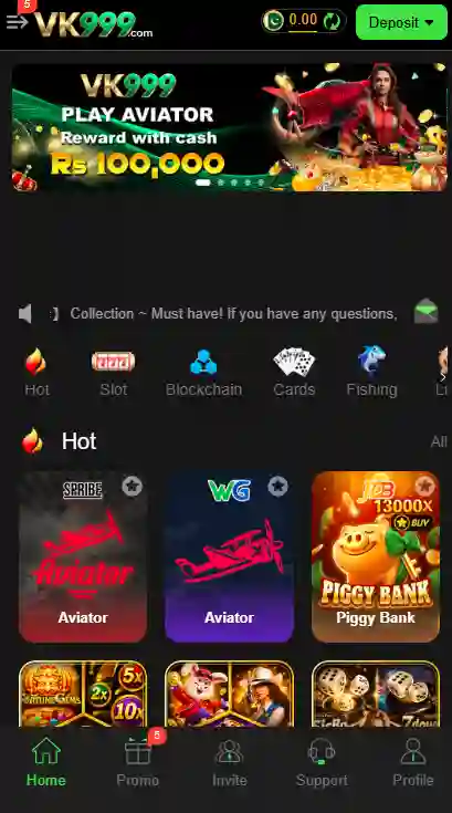 VK999 Game Bonuses Screenshot